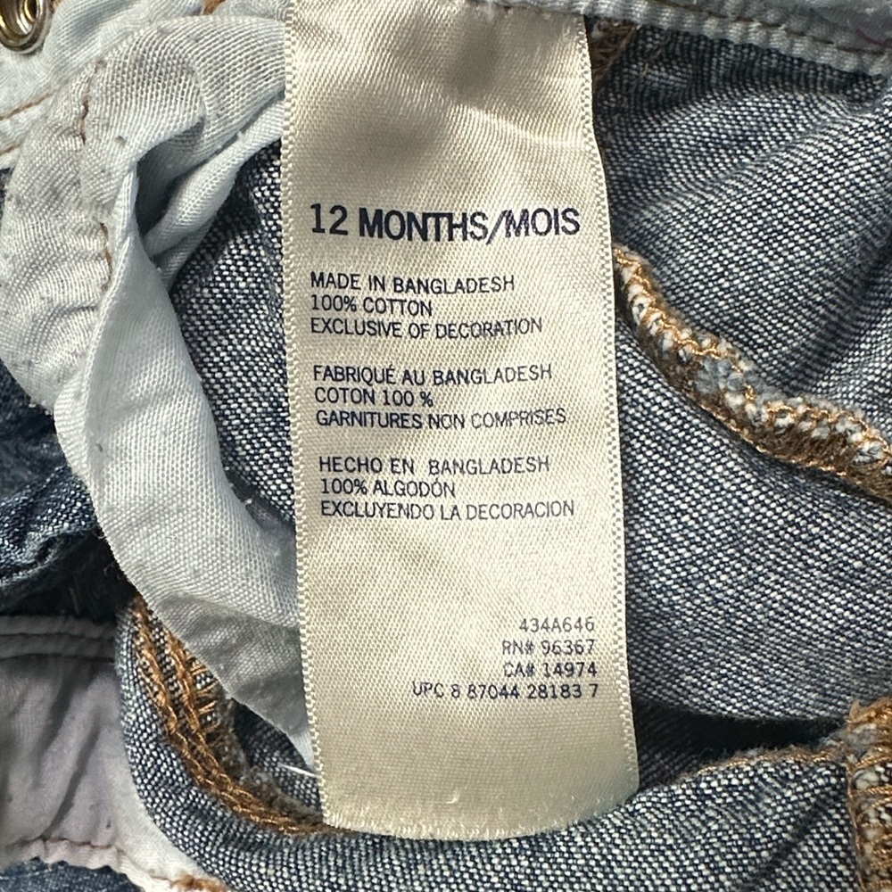 Vintage Oshkosh B’Gosh Vestbak Denim Overalls Infant Girl 12M Classic 90s - Picture 5 of 7